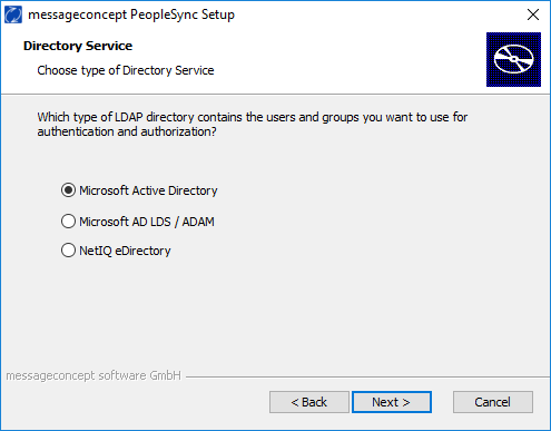PeopleSync LDAP directory type selection