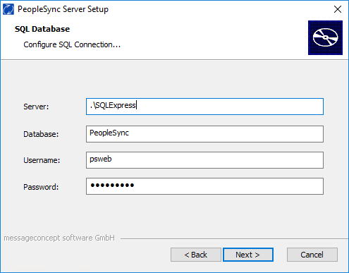 PeopleSync Frontend database settings