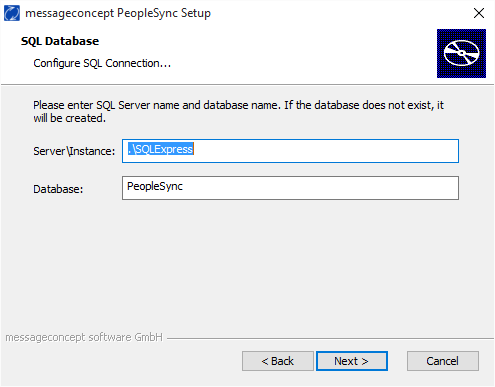 Backend installer database connection
