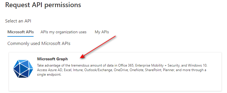 Now select Microsoft Graph .