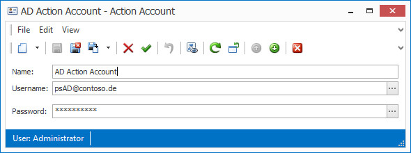 Active Directory action account settings