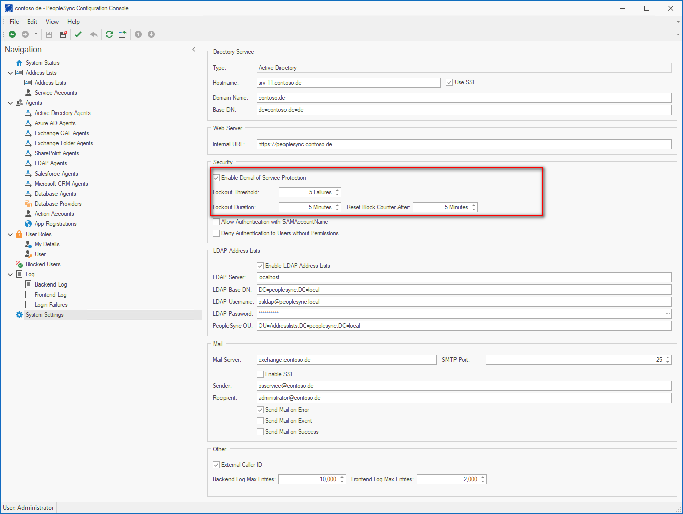 Configuring DoS protection