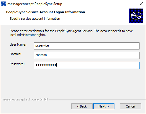 PeopleSync Service account credentials