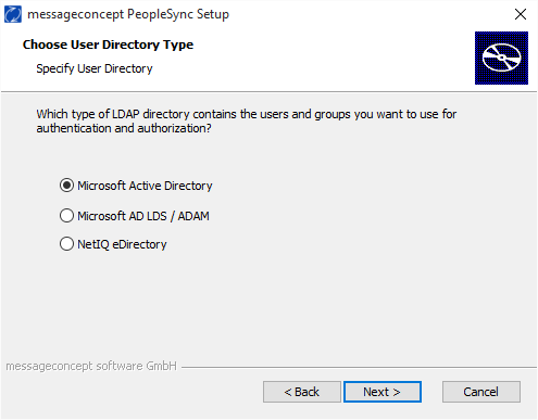 Choose the type of LDAP directory you would like to use.