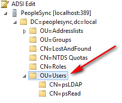 In the console tree, navigate to the Users OU.