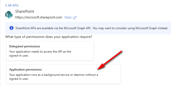 Application permissions selection