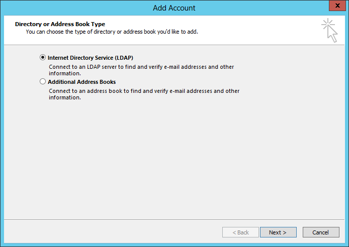 Choose Internet Directory Service (LDAP)