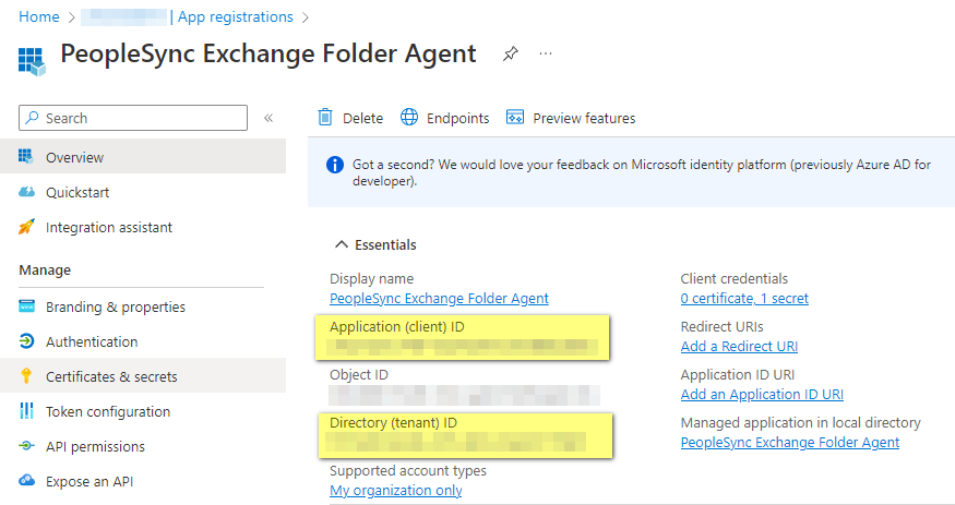 Microsoft Entra application and tenant IDs