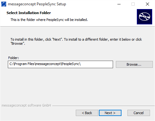 Select the installation folder.