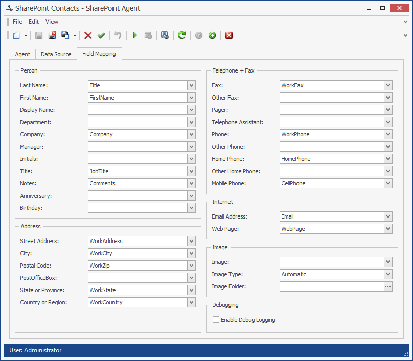 SharePoint Agent Field Mapping