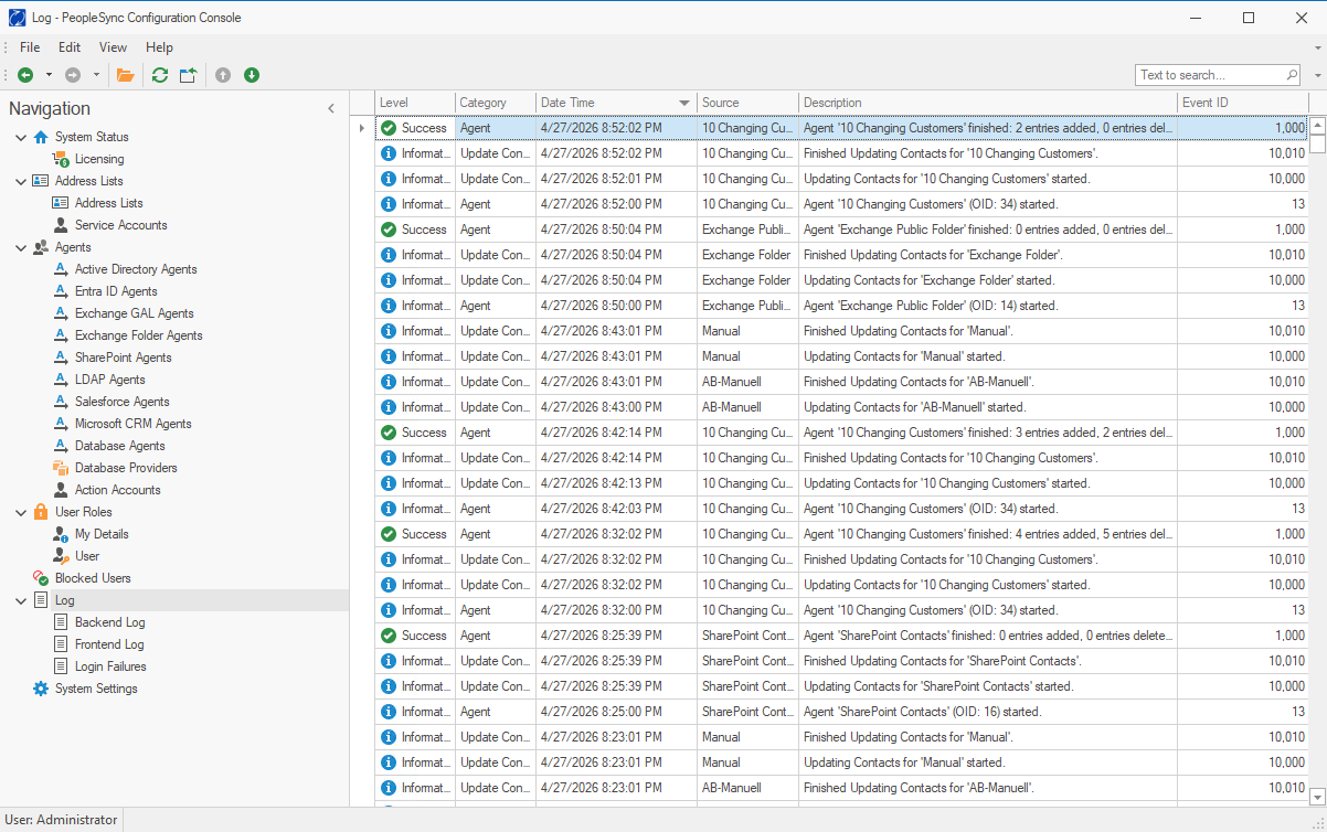 PeopleSync Log