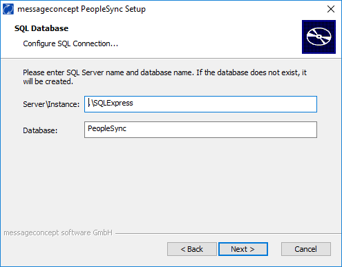 PeopleSync database connection settings