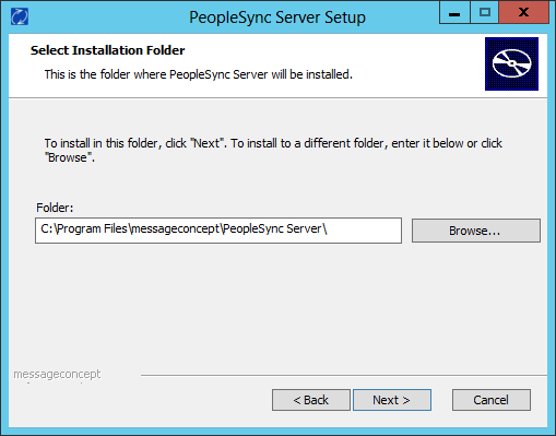 Select the installation folder.