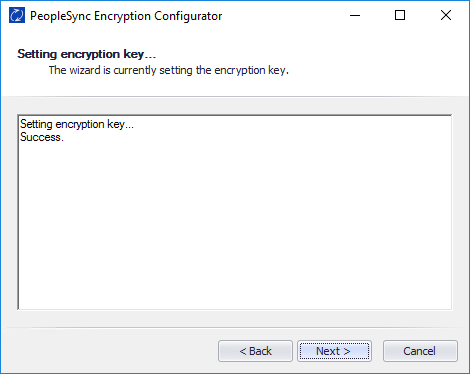 Successful PeopleSync encryption key verification