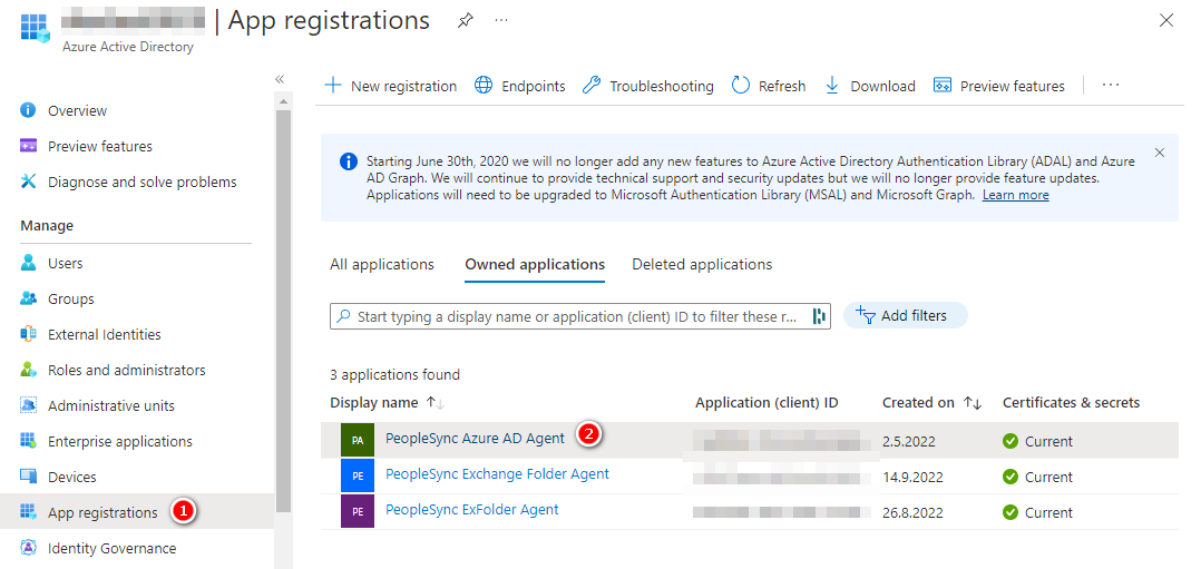On the left-hand side, select App registrations, then select the relevant app registration in the list.