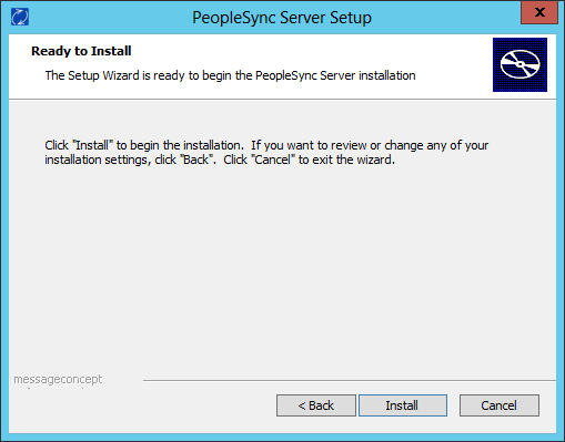 Start the PeopleSync Server installation.